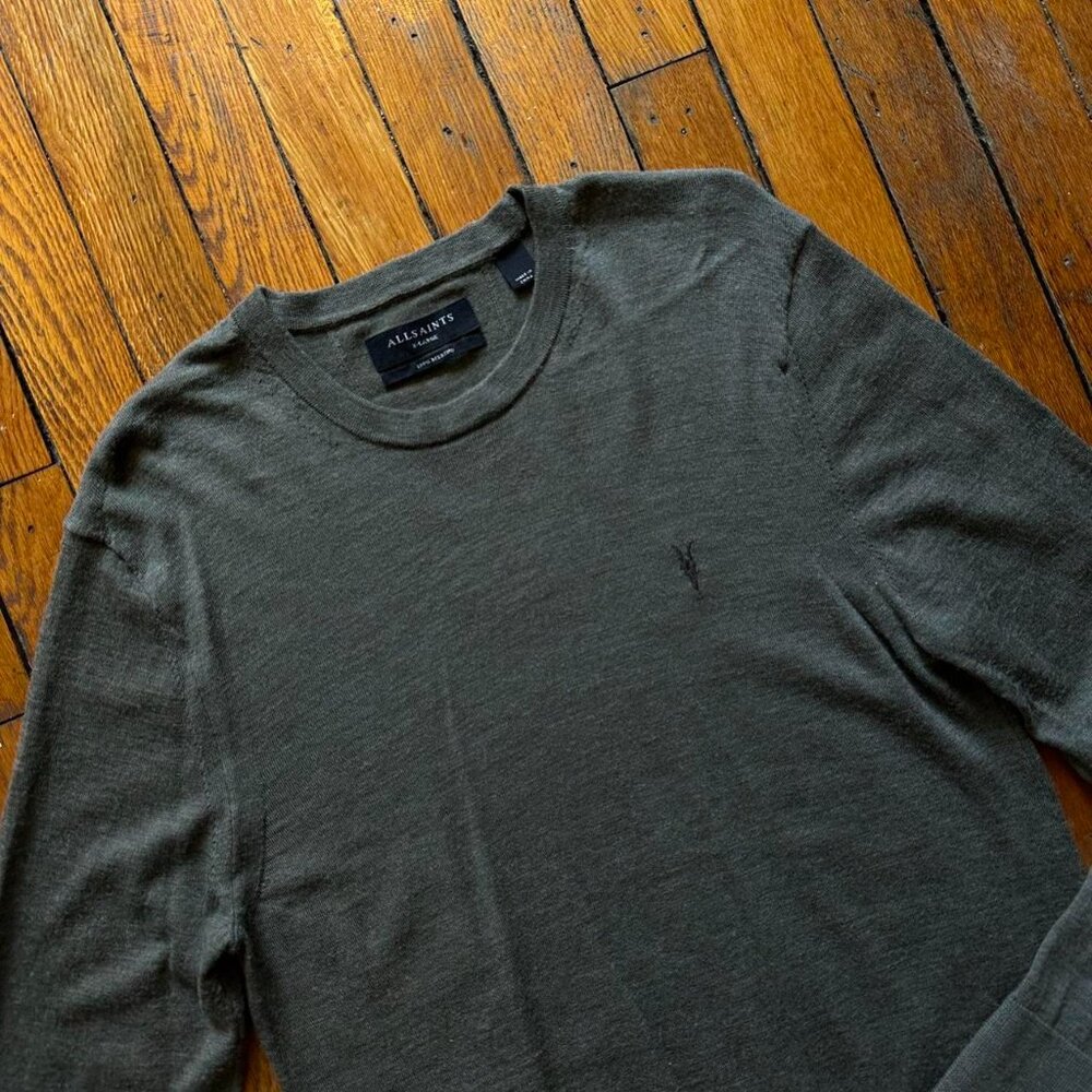 All Saints Khaki Crewneck Sweater - Picture 2 of 8